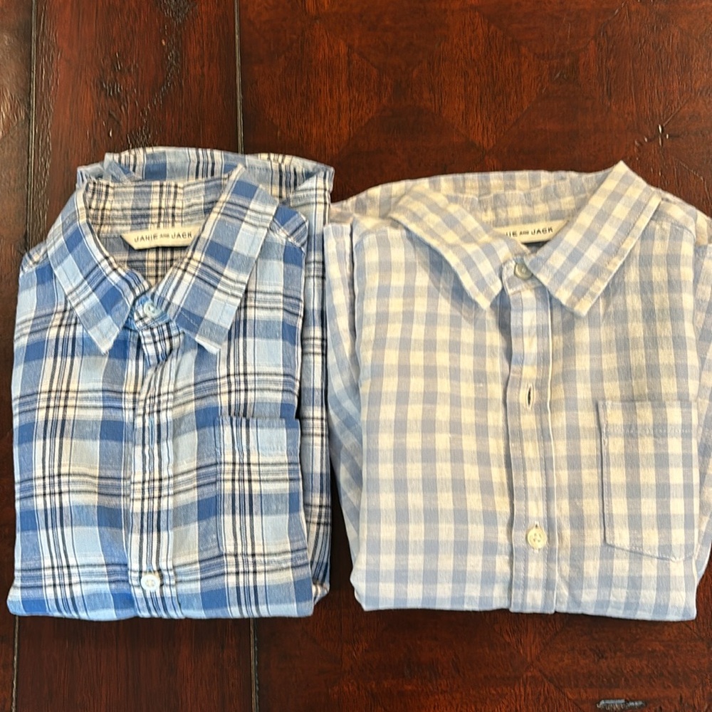 Two Boys like new Janie and Jack Linen/Cotton Long Sleeve Shirts Size 6